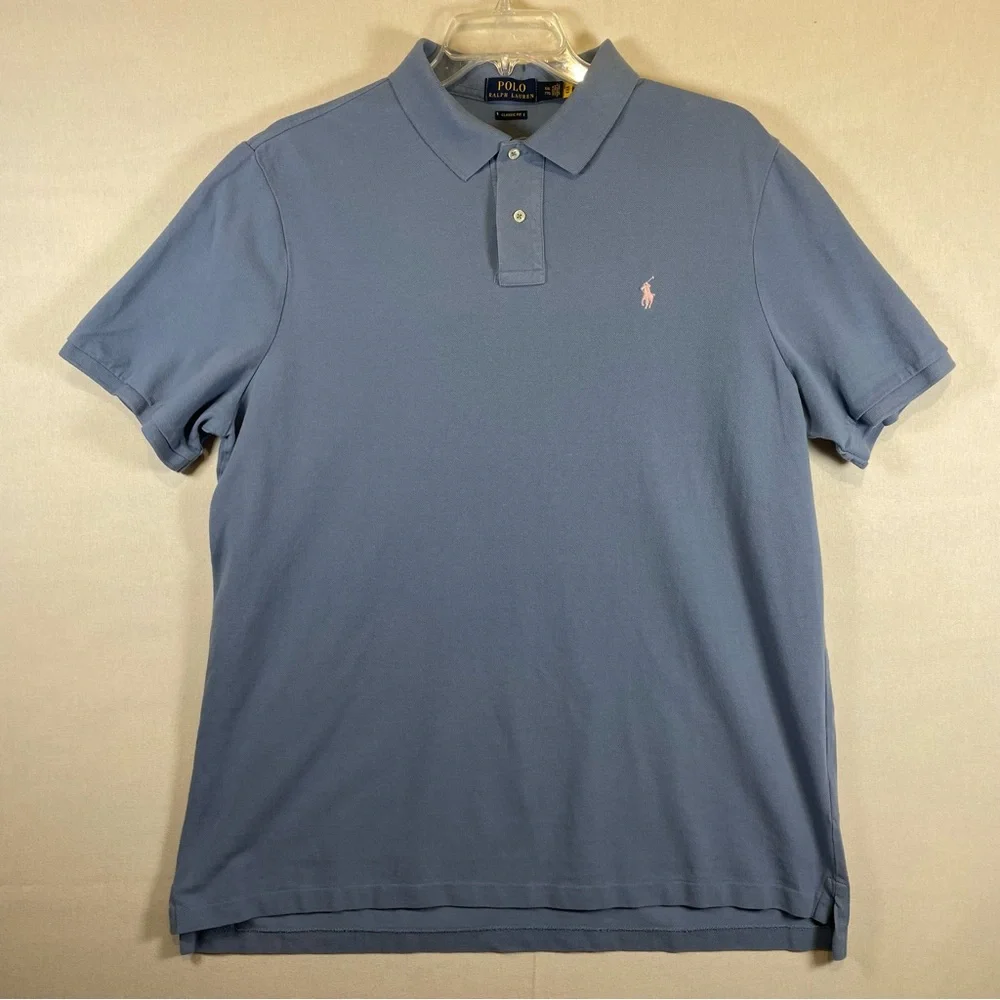 Polo Ralph Lauren Classic Fit Polo Shirt XXL Blue / pink 100% Cotton